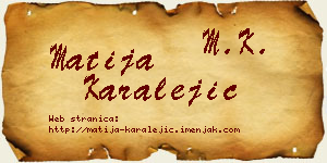 Matija Karalejić vizit kartica